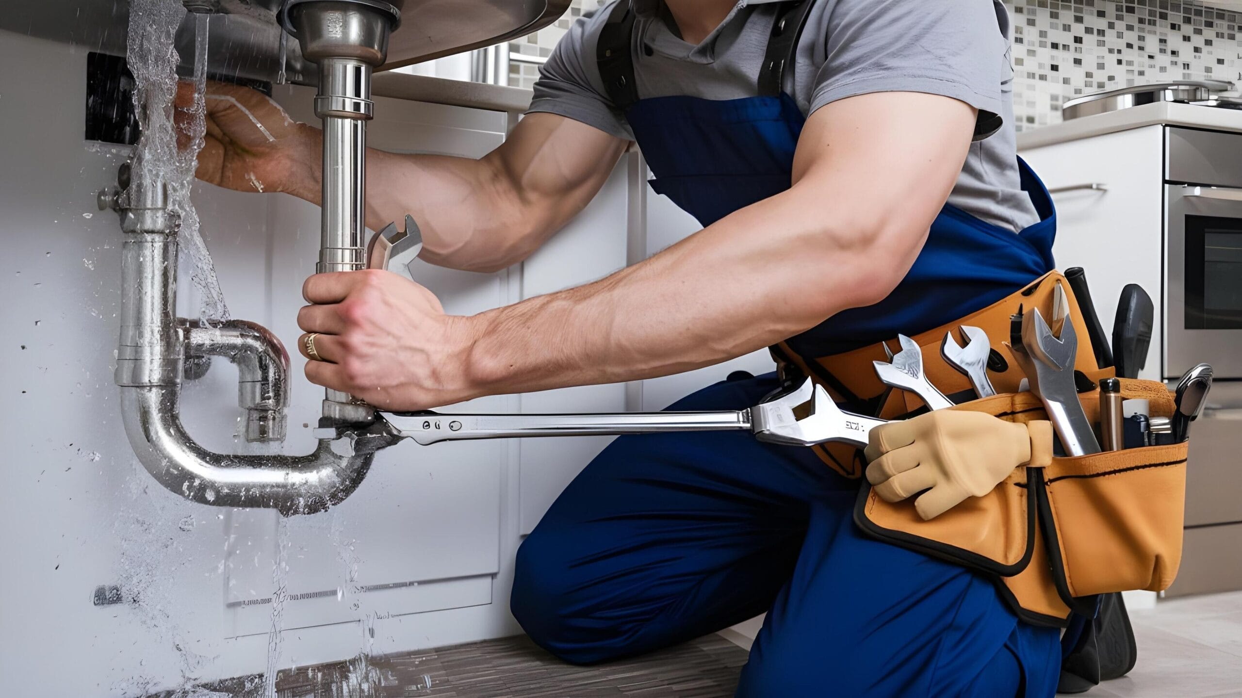 Plumber tightening a residential plumbing pipe in Fleming Island